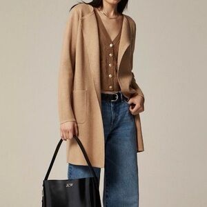 NWT J. Crew Juliette Collarless Open-Front Long Cardigan Sweater